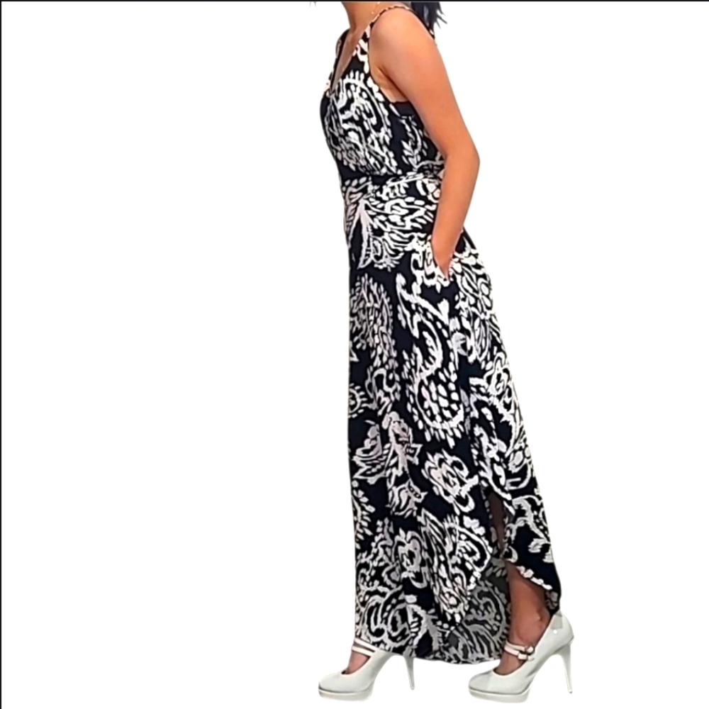1. State Black and White Jumpsuit with Paisley Floral Print - Picture 8 of 12